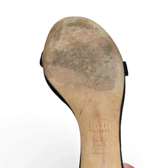 STUART WEITZMAN Goosebump Ankle Black 75 Nudist Dress Sandals Heels | Sz 8 - Picture 10 of 14